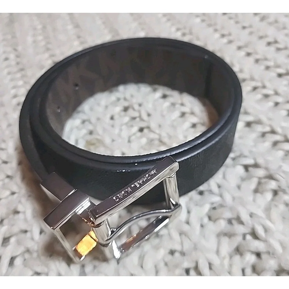 New MICHAEL KORS MK LOGO REVERSIBLE Belt Brown /Black Color MK Logo  37